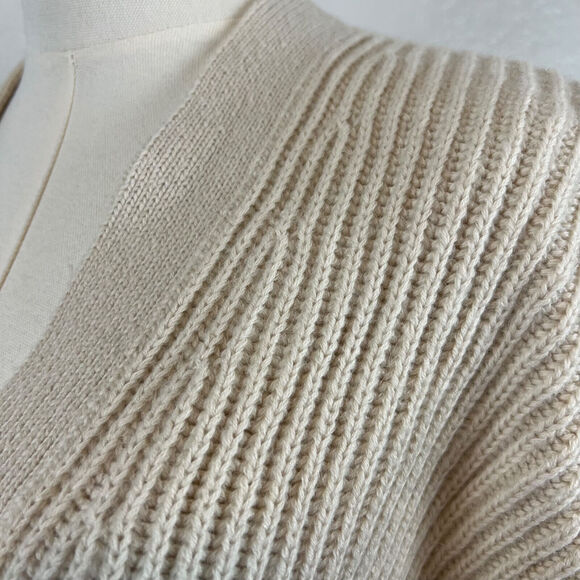 J Crew Sweater Womens Small Cream Alpaca Blend Ribbed V Neck Cardigan BX468 - Picture 4 of 12